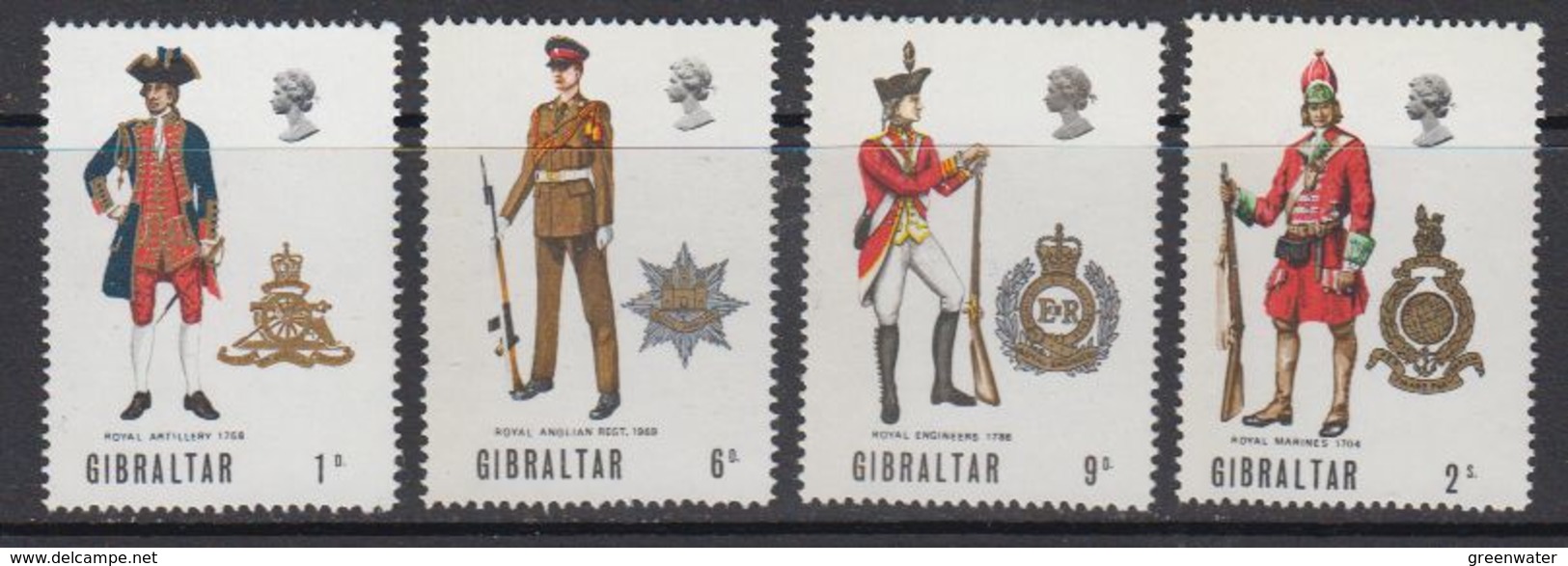 Gibraltar 1969 Uniforms 4v  ** Mnh (42570) - Gibraltar