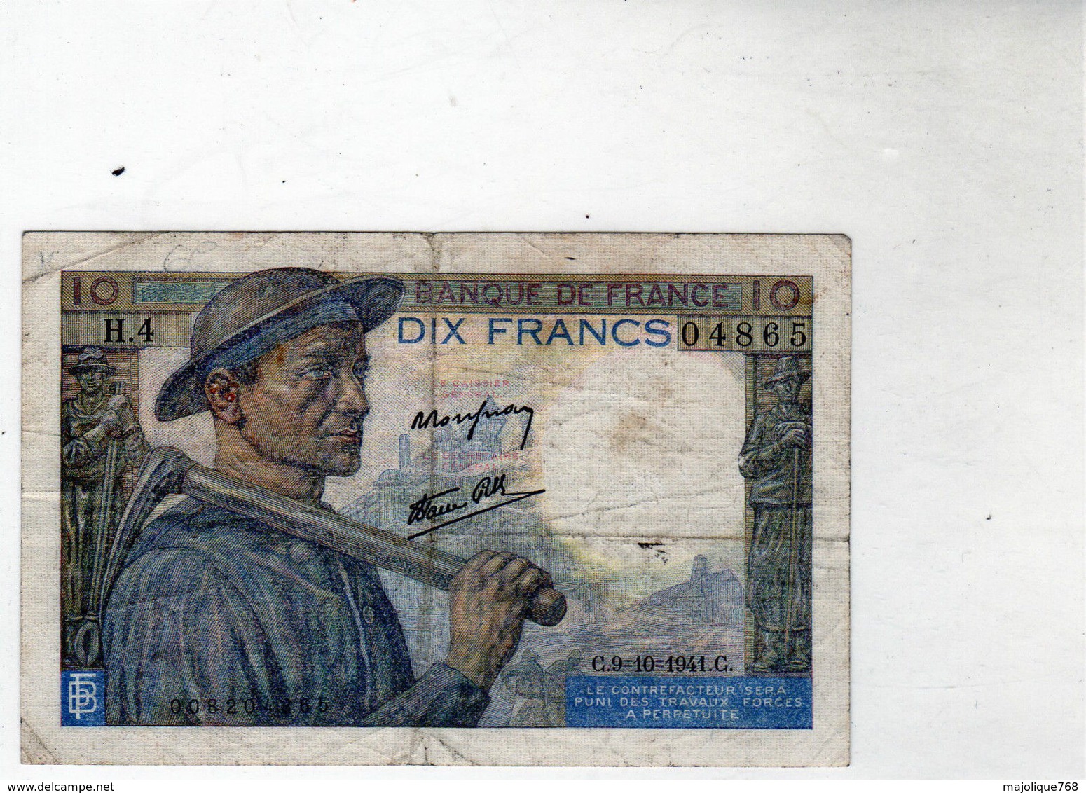 Billet De 10 Francs Mineur - Le 9-10-1941 En T T B- - 10 F 1941-1949 ''Mineur''