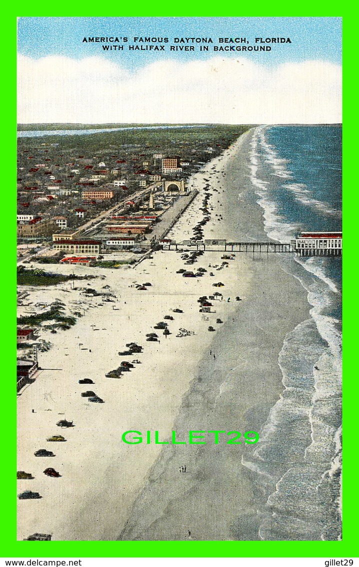 DAYTONA BEACH, FL - VIEW OF THE BEACH & HALIFAX RIVER IN BACKGROUND - ANIMATED - SOUTHERN CARD & NOVELTY CO - - Daytona