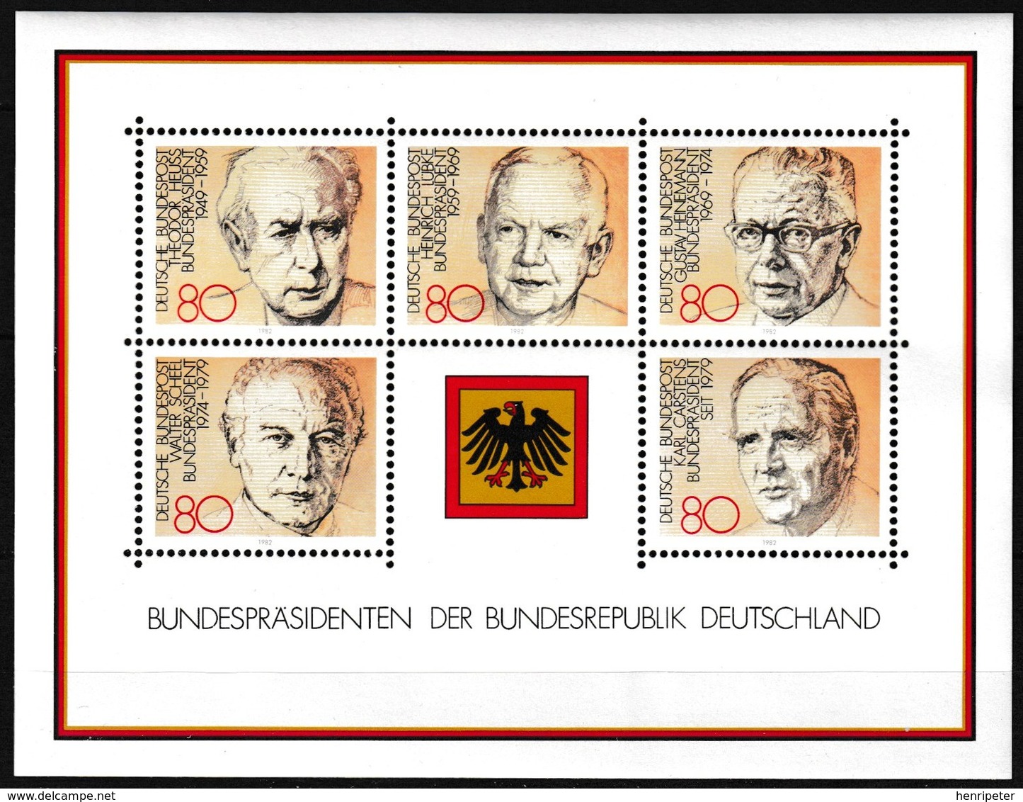 Bloc Feuillet Neuf** De 5 Timbres-poste - Présidents De La République Fédérale Allemande - BF 17 (Yvert) - RFA 1982 - Other & Unclassified