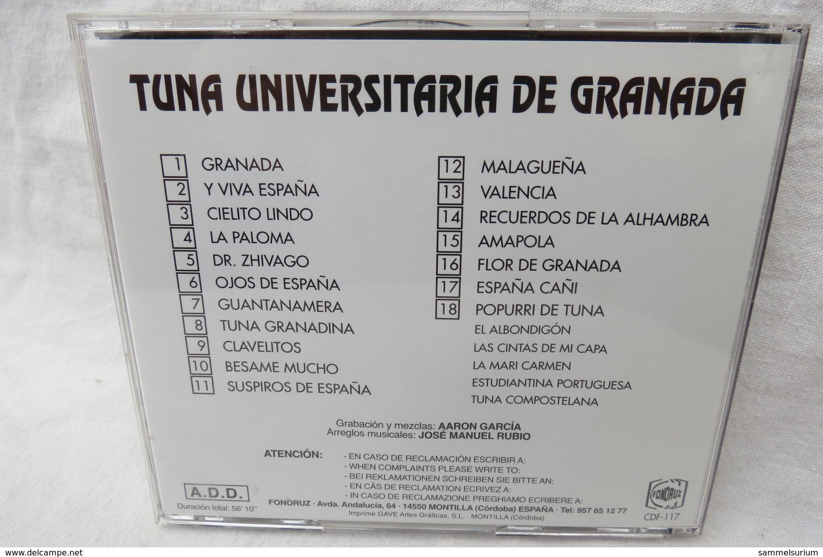 CD "Tuna Universitaria De Granada" - Autres - Musique Espagnole