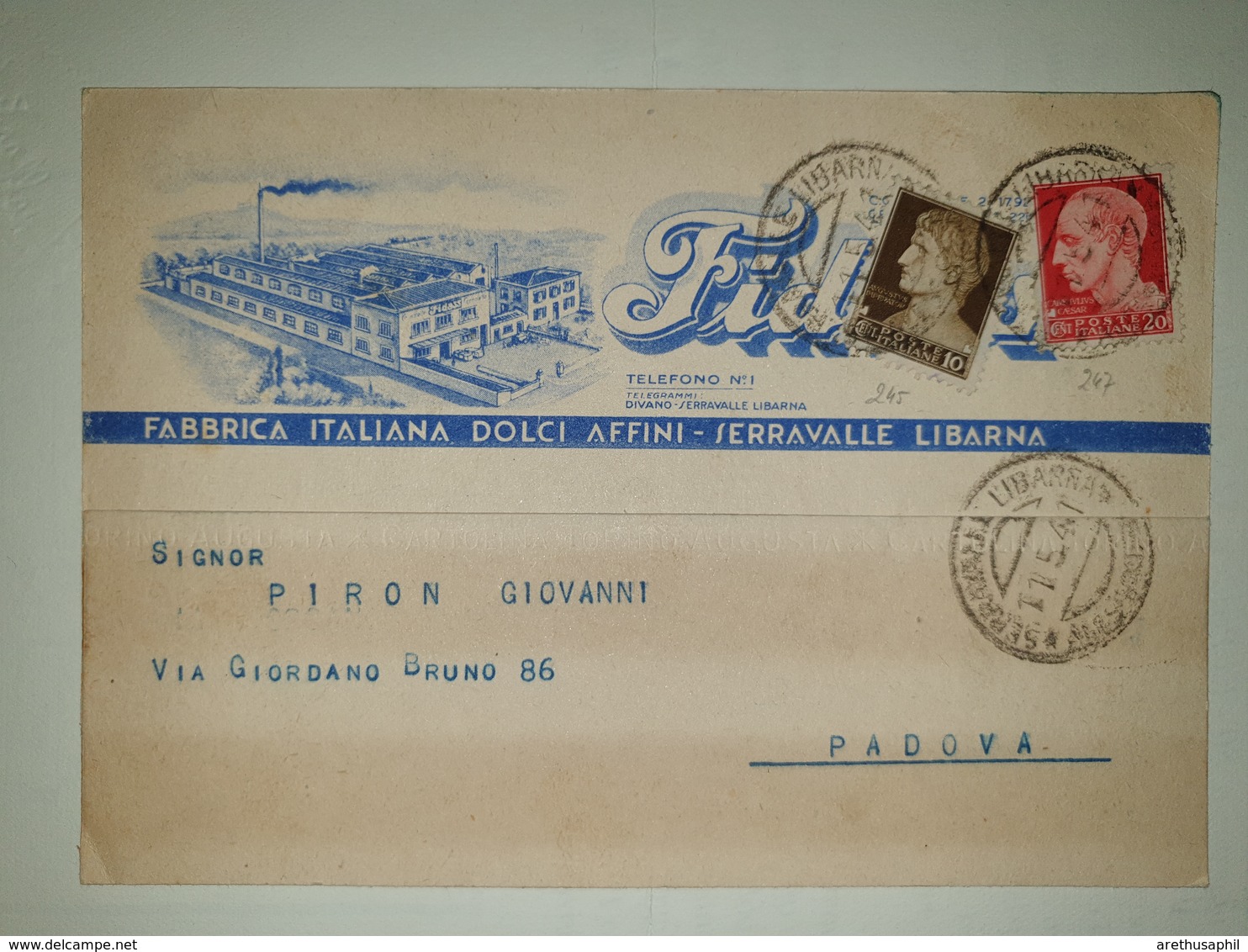 CP261-Cartolina Pubblicitaria Fidass - Fabbrica Italiana Dolci Affini - Serravalle Libarna - Storia Postale