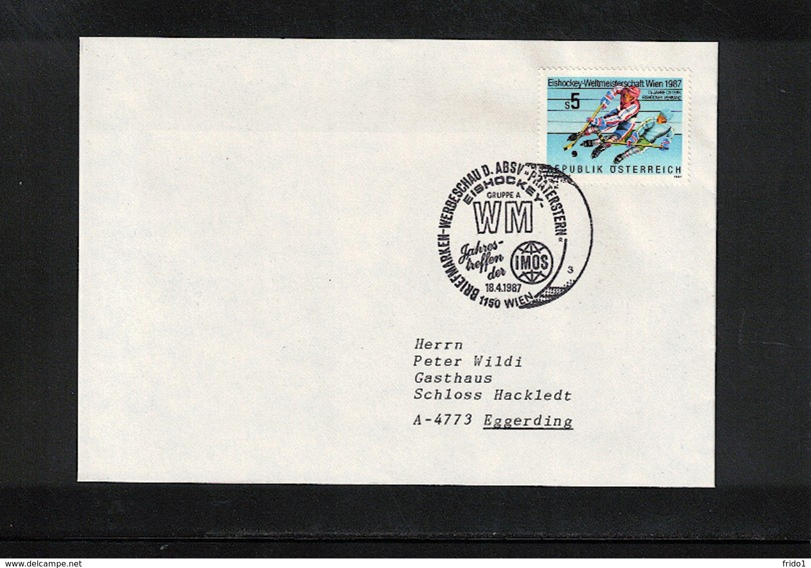 Austria / Oesterreich 1987  Wien World Hockey Championship  Interesting Cover - Jockey (sobre Hielo)