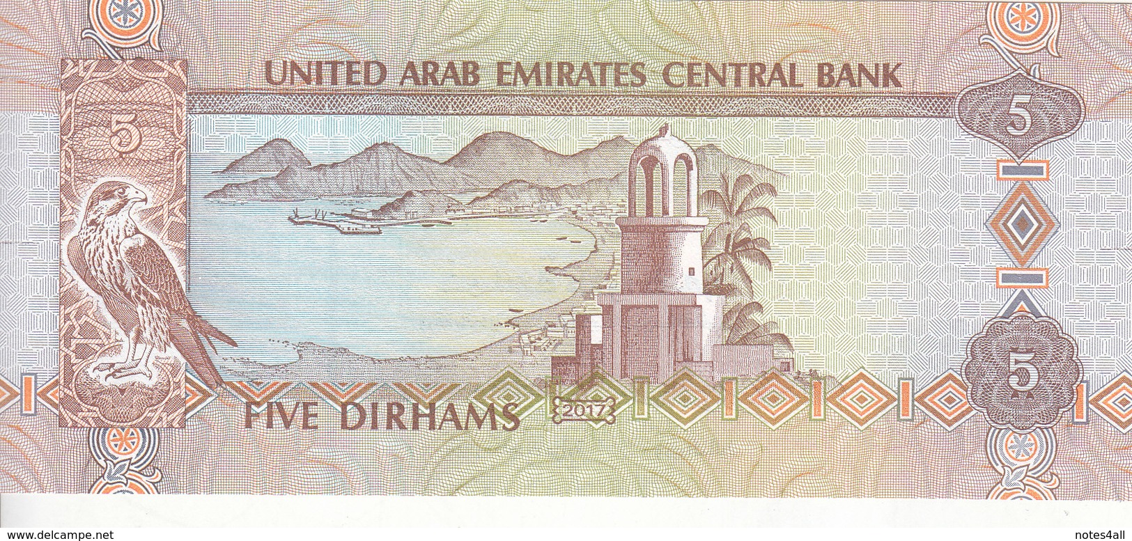 UAE UNITED ARAB EMIRATES 5 DIRHAMS 2017 P-26d LOT X5 UNC NOTES */* - Ver. Arab. Emirate