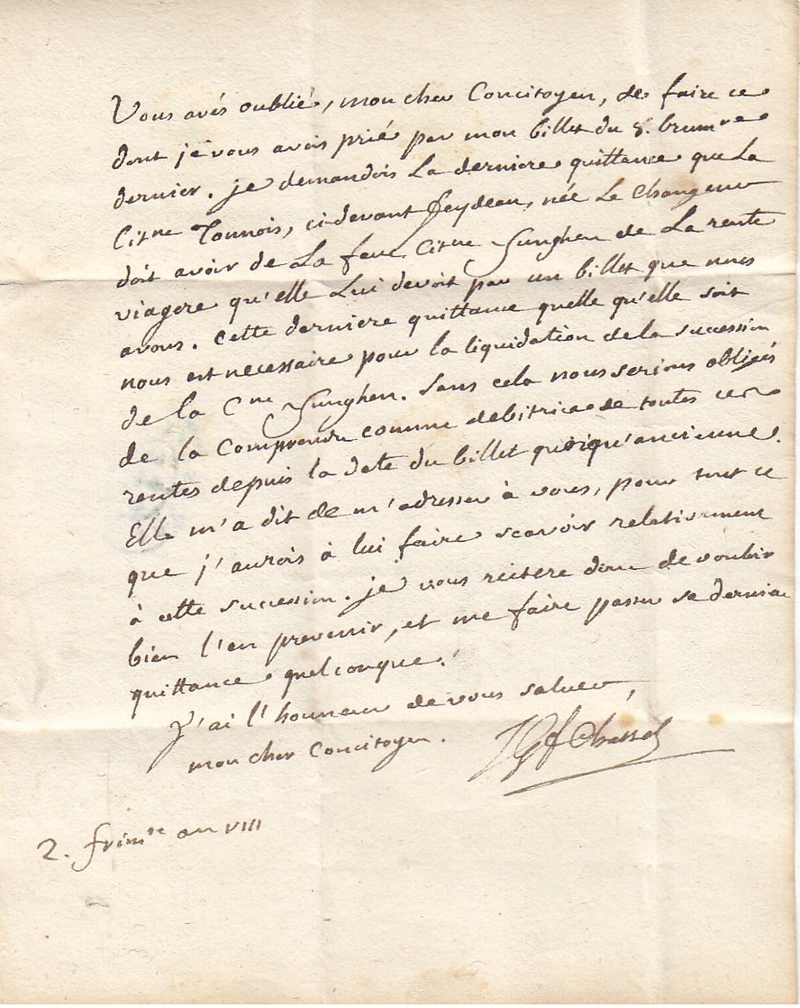 Meurthe Et Moselle , Cachet Port Payé Nancy à Voir Sur Document De L'An 8 , 23 Nov.1799 ,2 Scans - 1701-1800: Précurseurs XVIII