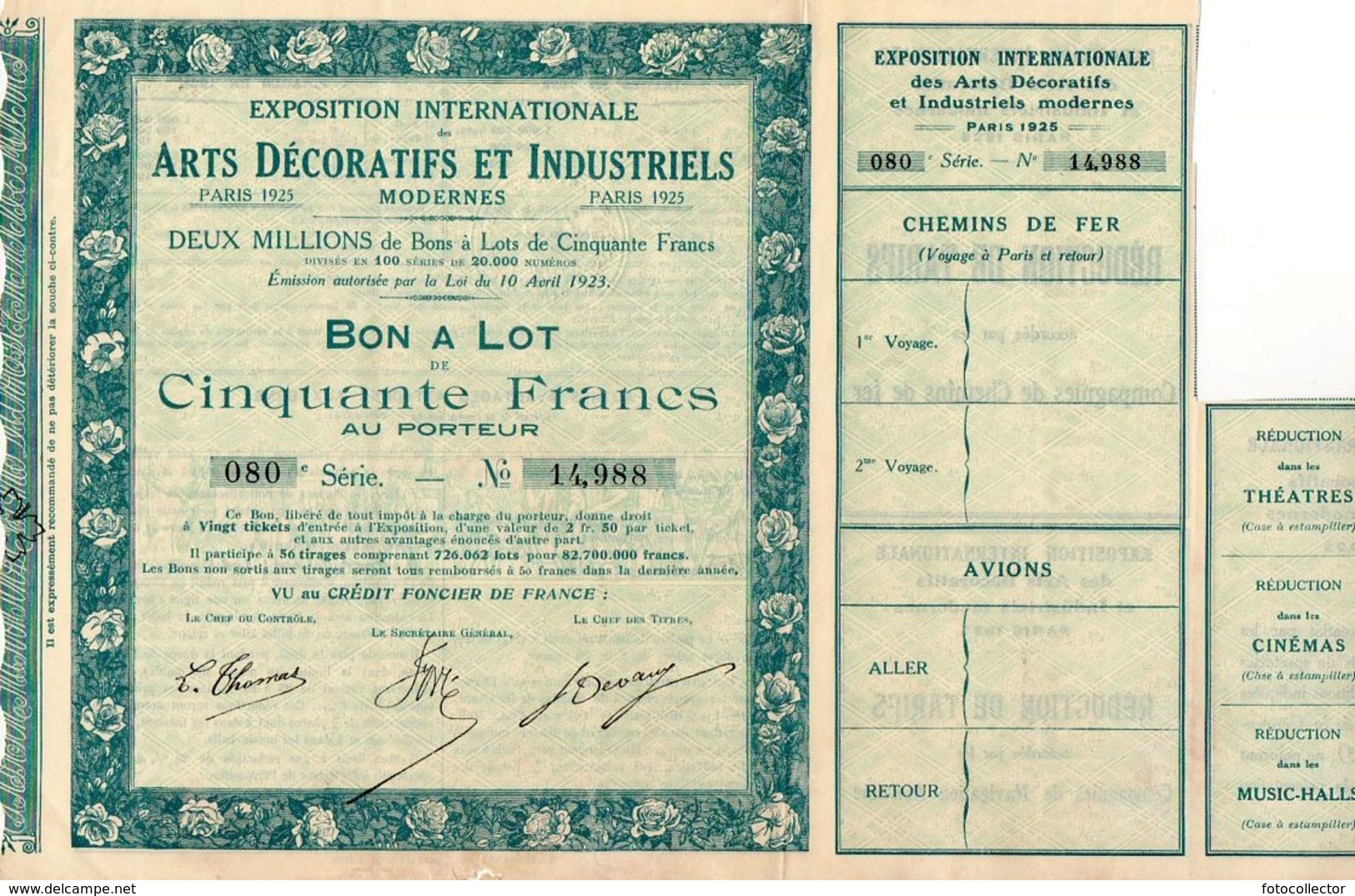 Bon à Lot Exposition Internationale Arts Décoratifs Et Industriels Modernes Paris 1925 - D - F