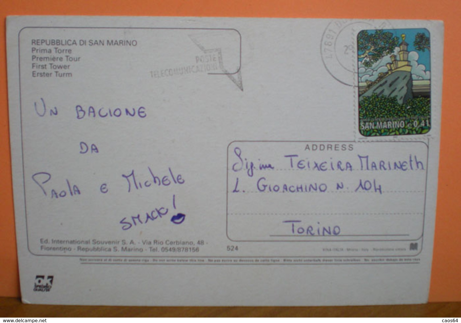 Storia Postale 2002 San Marino Isolato Euro 0,41 Anno Internazionale Delle Montagne Su Cartolina - Lettres & Documents