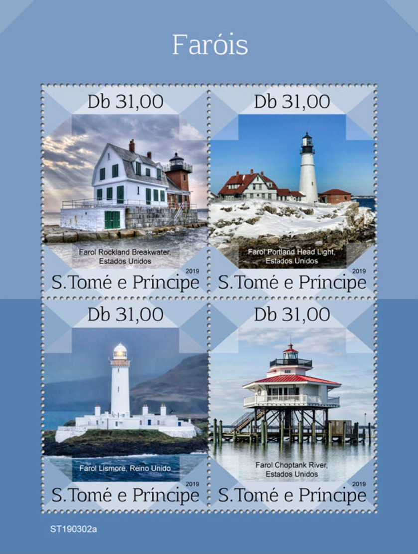 Z08 ST190302a Sao Tome And Principe 2019 Lighthouses MNH ** Postfrisch - Sao Tomé Y Príncipe