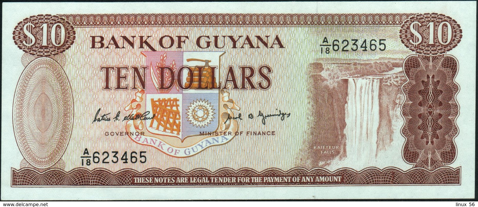 GUYANA - 10 Dollars Nd.(1966 - 1992) UNC P 23 D - Guyana