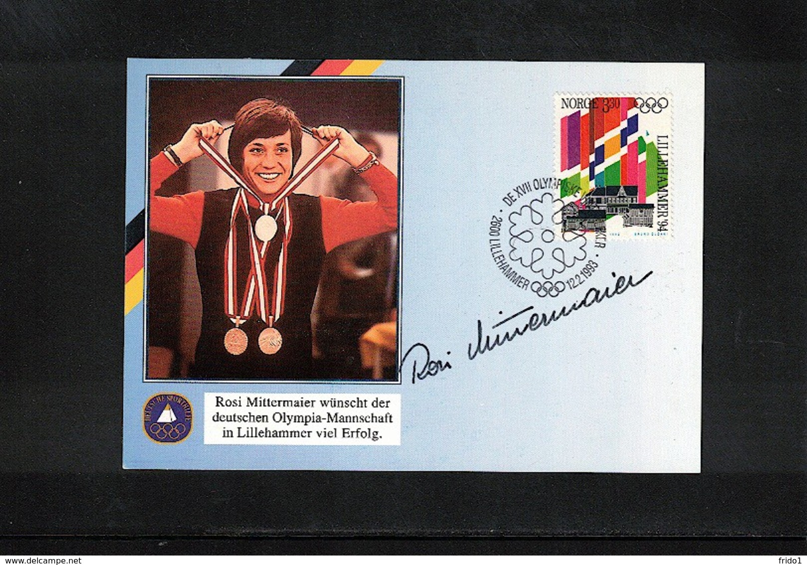 Norway 1993 Olympic Games Lillehammer Rosi Mittermaier Signed Postcard - Winter 1994: Lillehammer