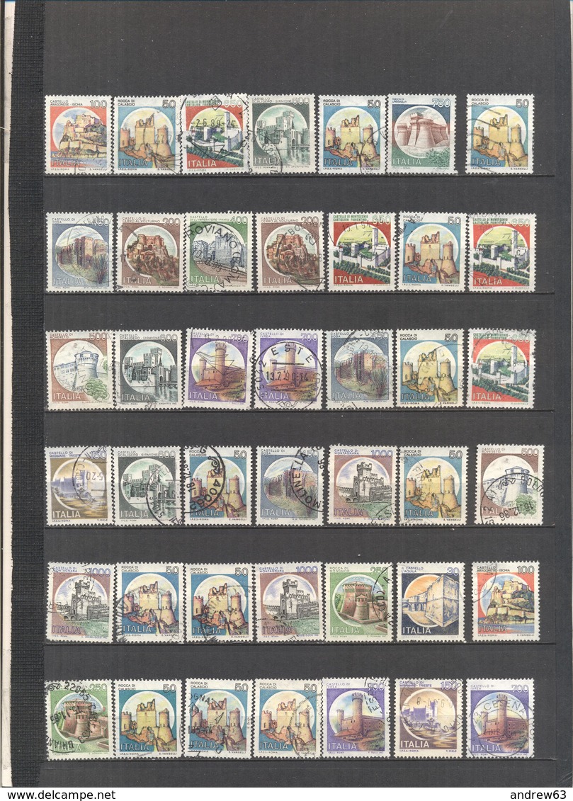 ITALIA - REPUBBLICA - Lotto - Accumulo - Vrac - 42 Francobolli - Serie Castelli - Valori Misti E Ripetuti - Lots & Kiloware (mixtures) - Max. 999 Stamps