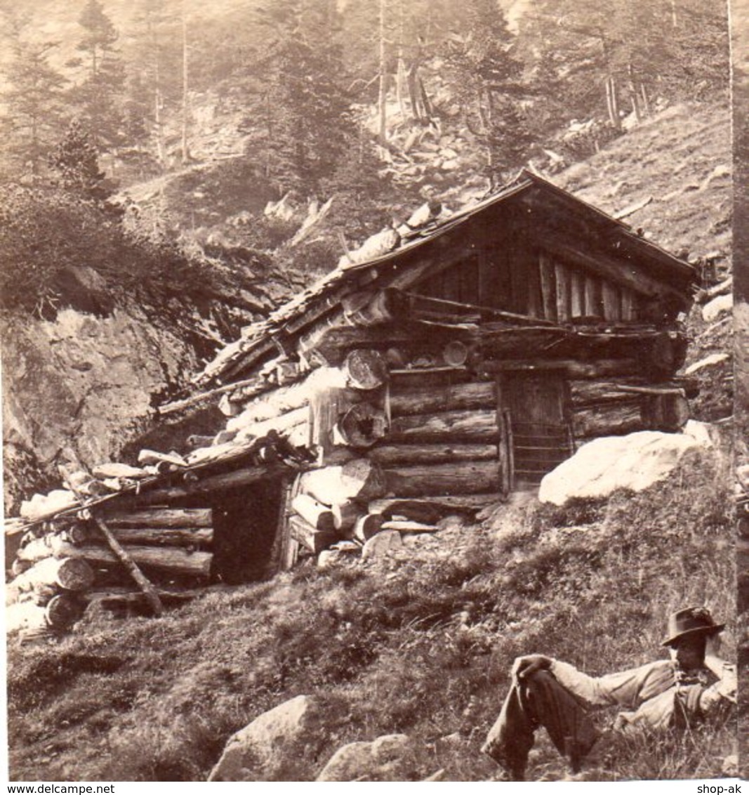 AK-1536/ Samerhütte Berghütte  Kärnten  Stereofoto V Alois Beer ~ 1900 - Stereoscopic