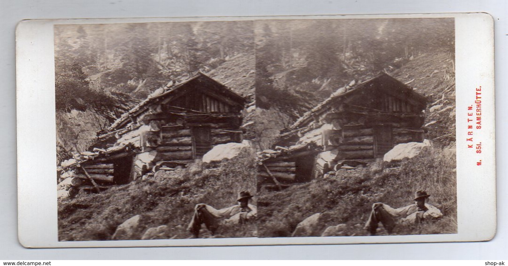 AK-1536/ Samerhütte Berghütte  Kärnten  Stereofoto V Alois Beer ~ 1900 - Stereo-Photographie