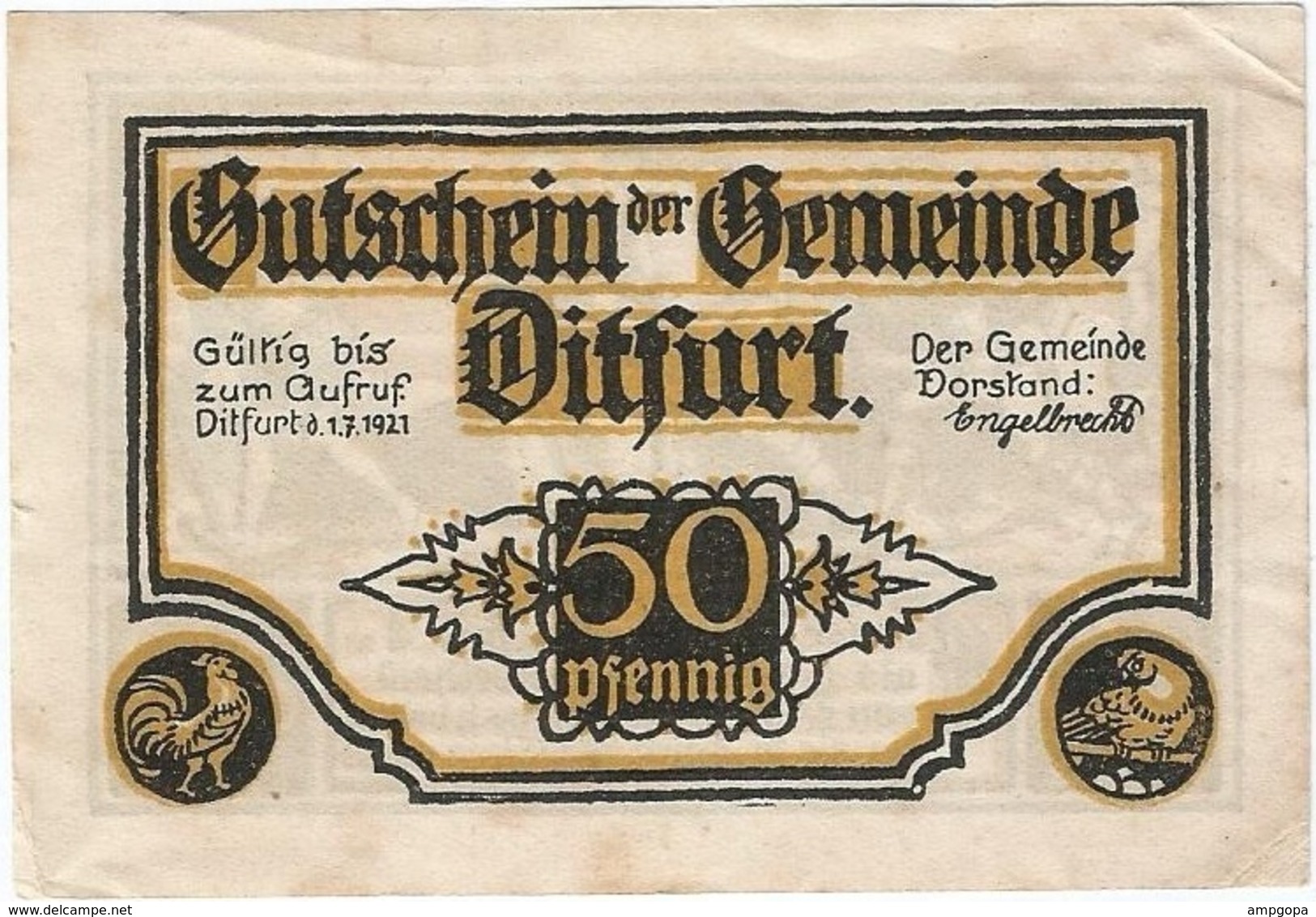 Alemania (NOTGELD) - Germany 50 Pfennig 1-7-1921 Dirfurt Ref 3212-1 - [11] Emisiones Locales