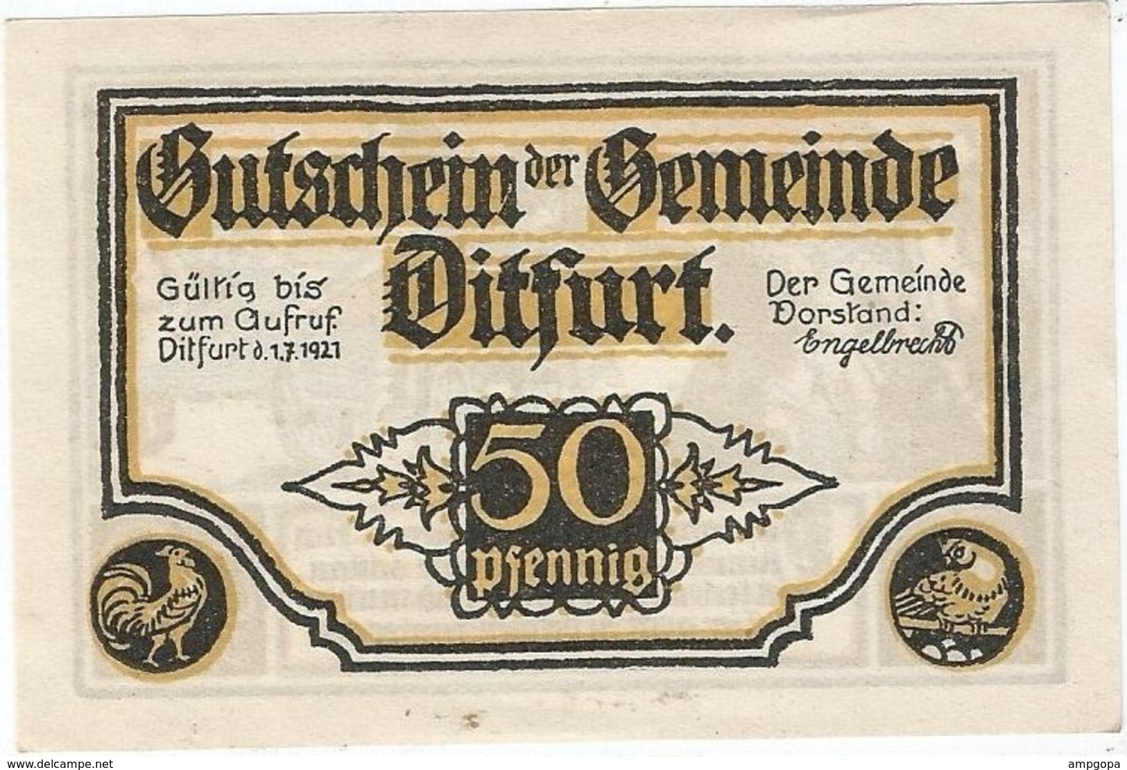 Alemania (NOTGELD) - Germany 50 Pfennig 1-7-1921 Dirfurt Ref 3213-1 - [11] Emissioni Locali