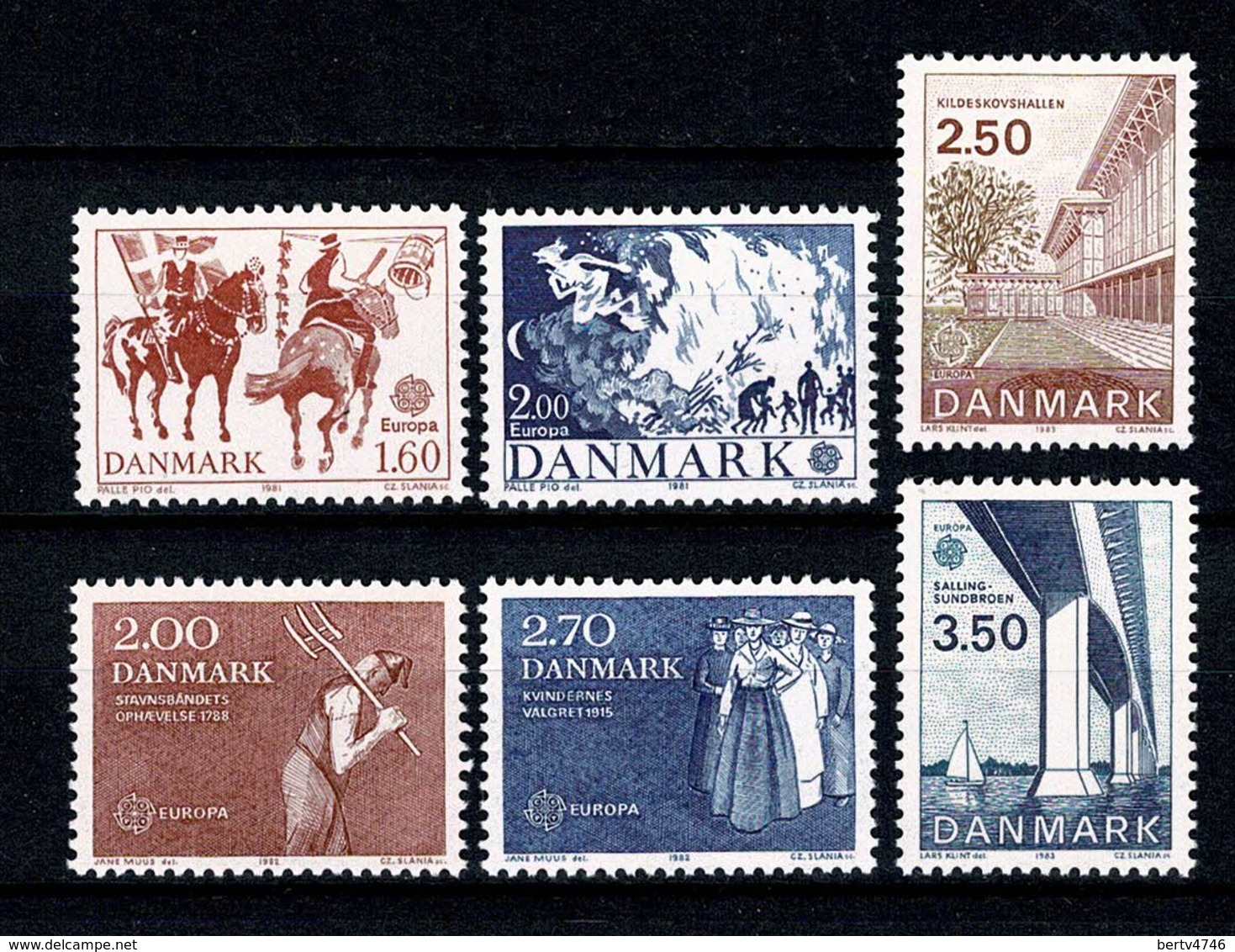 Danmark 1981/1983 EUROPA  Yv. 733/34**, 752/53**, 784/85** Mi 730/31**, 749/50**, 781/82** - Neufs