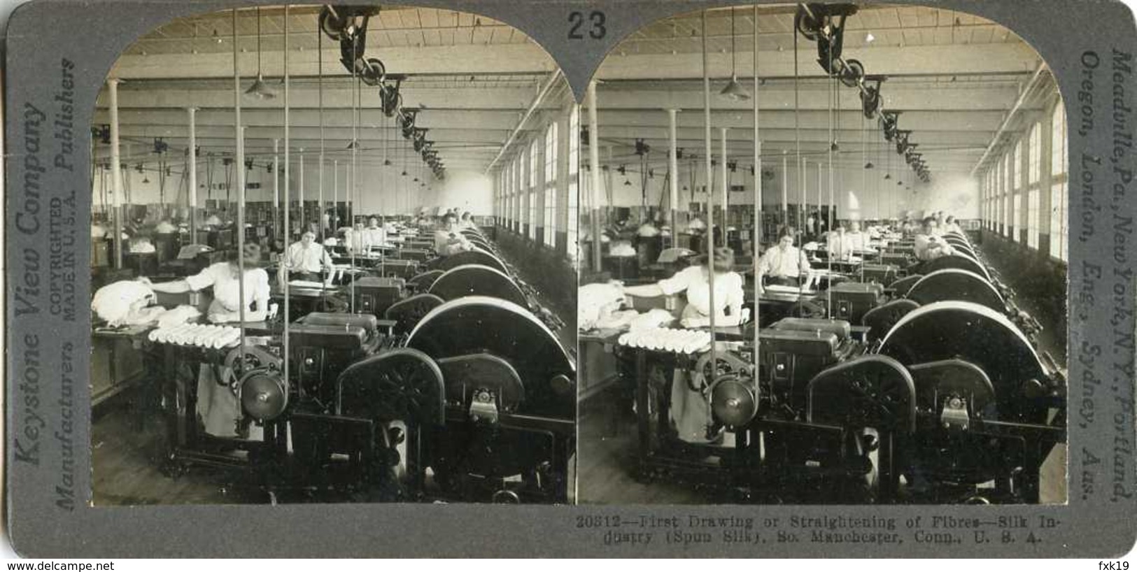 Connecticut ~ SOUTH MANCHESTER ~ Drawing Machines In Silk Factory Stereoview 20312 Ve23 - Stereoscoop