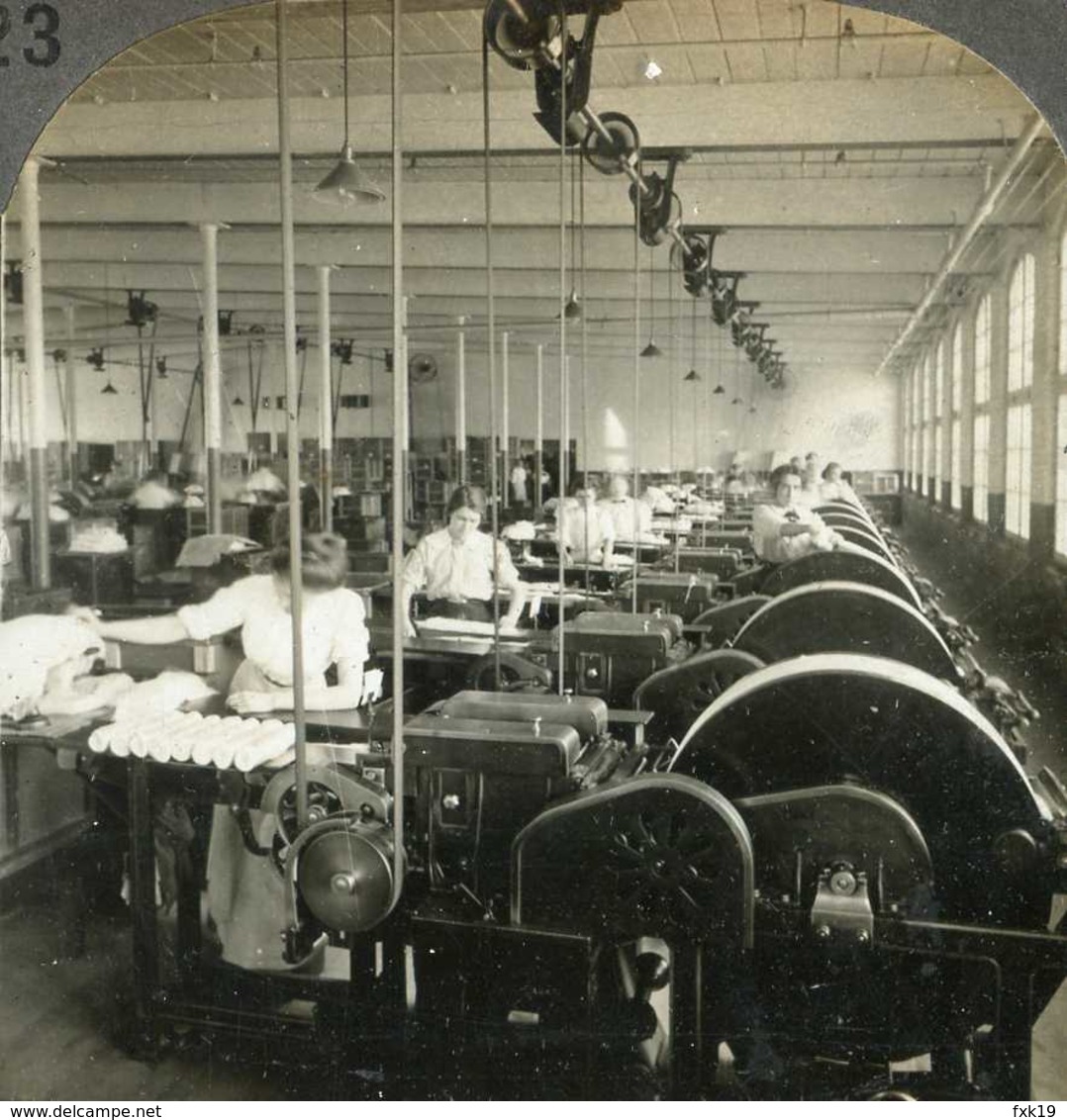 Connecticut ~ SOUTH MANCHESTER ~ Drawing Machines In Silk Factory Stereoview 20312 Ve23 - Stereoscoop