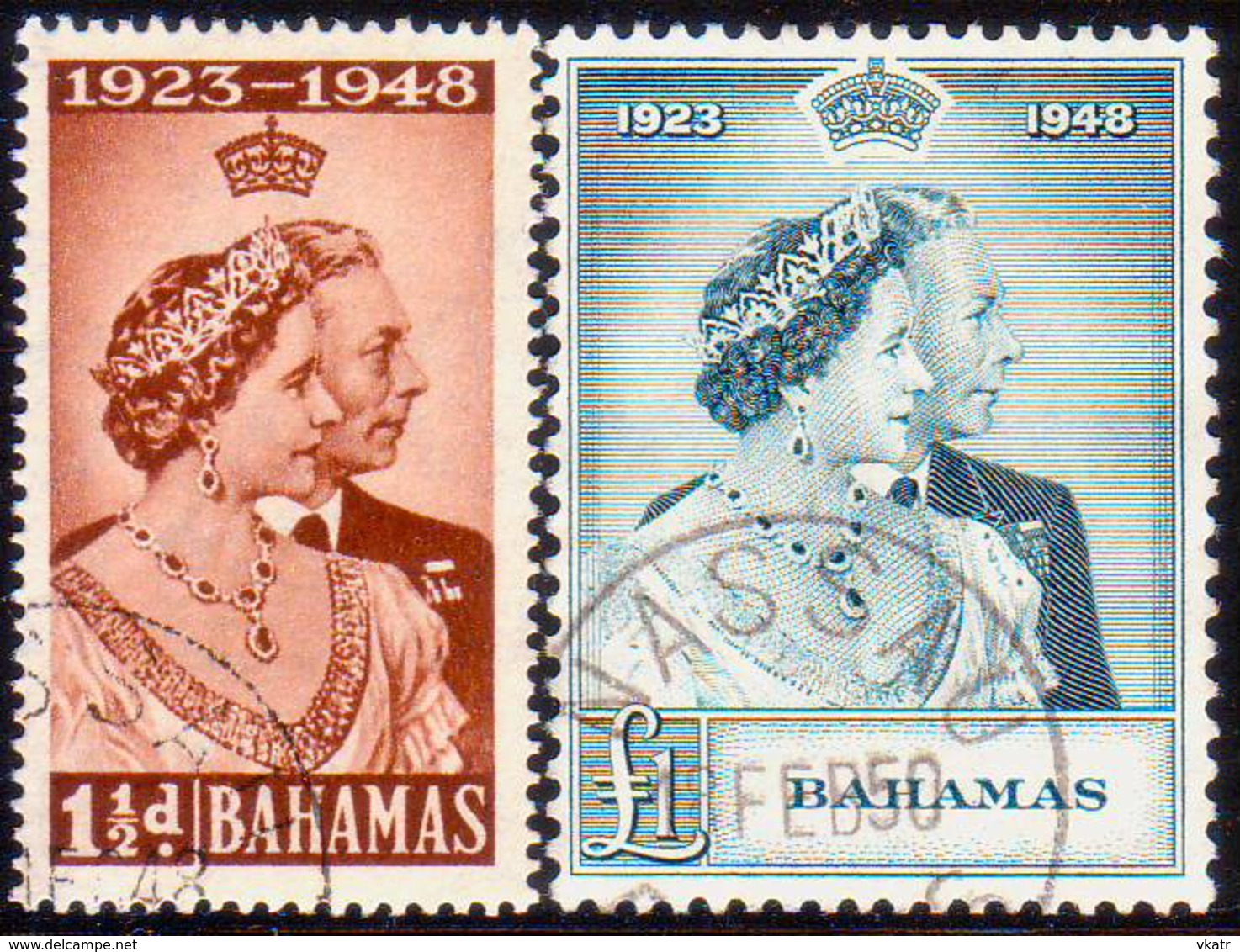 BAHAMAS 1948 SG #194-95 Compl.set Used CV £32+ Royal Silver Wedding - 1859-1963 Crown Colony