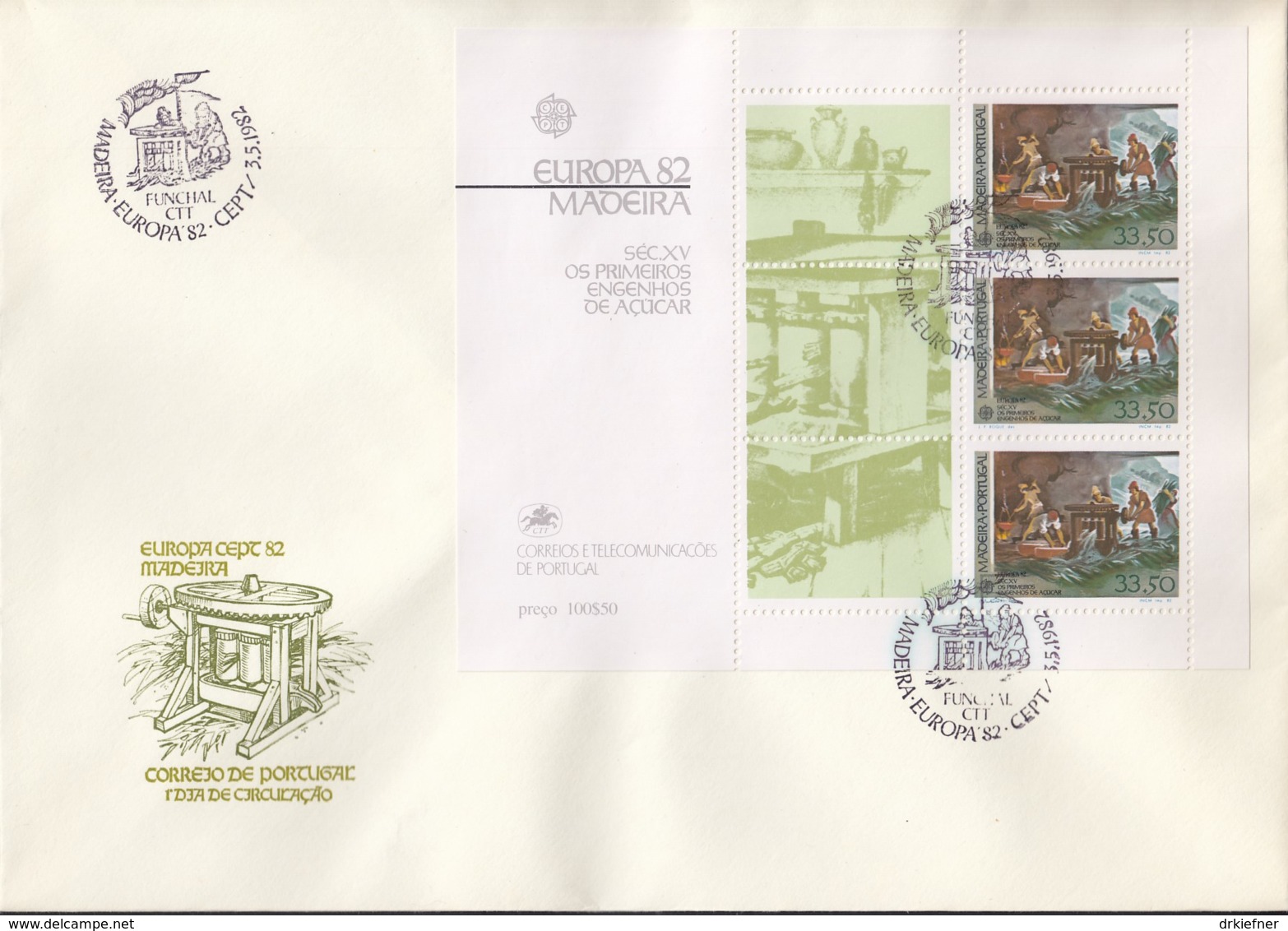 PORTUGAL MADEIRA  Block 3 FDC, EUROPA CEPT 1982, Historische Ereignisse - 1982