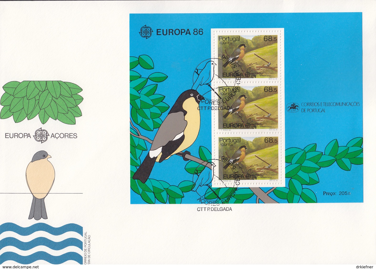 PORTUGAL AZOREN  Block 7 FDC, EUROPA CEPT 1986, Natur- Und Umweltschutz - 1986