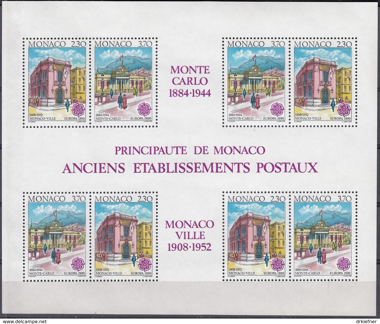 MONACO  Block 47, Postfrisch **, Europa CEPT: Postalische Einrichtungen 1990 - 1990