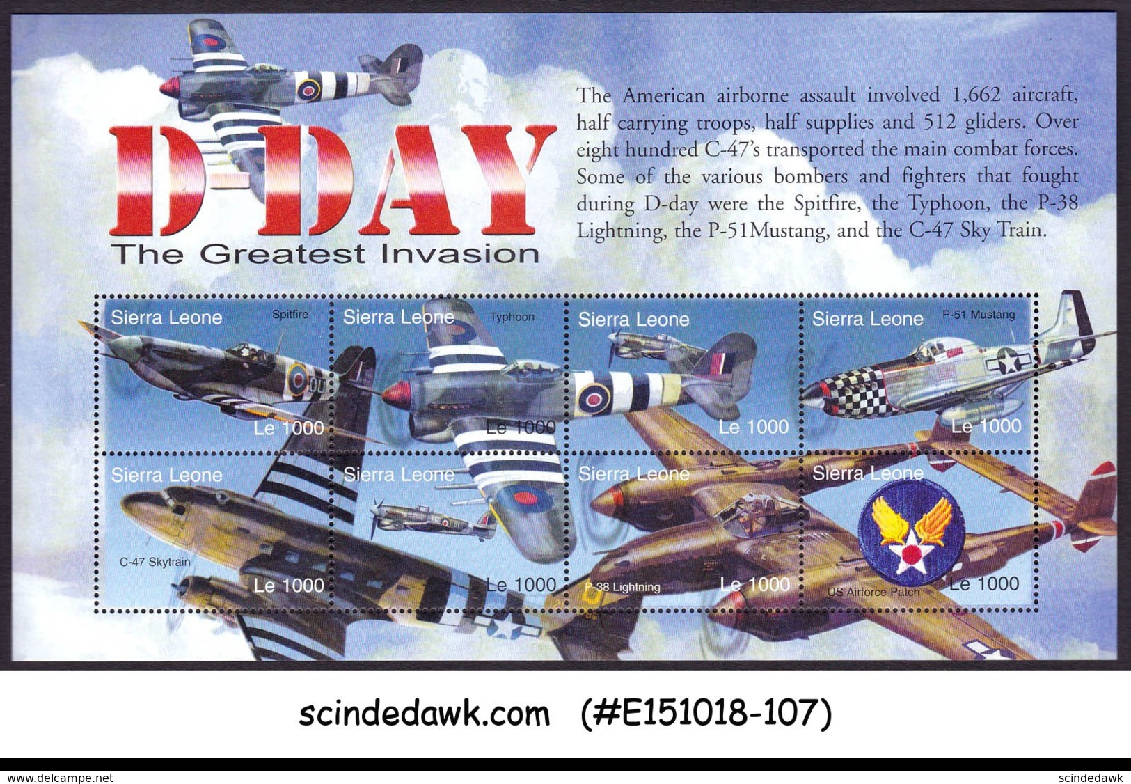 SIERRA LEONE - 2004 D-DAY THE GREATEST INVASION / AVIATION - MIN/SHT MNH - Sierra Leone (1961-...)