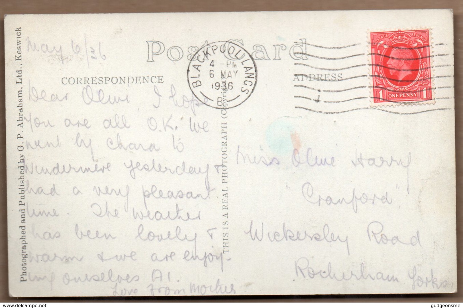Windermere Waterhead Posted 1936 - Autres & Non Classés
