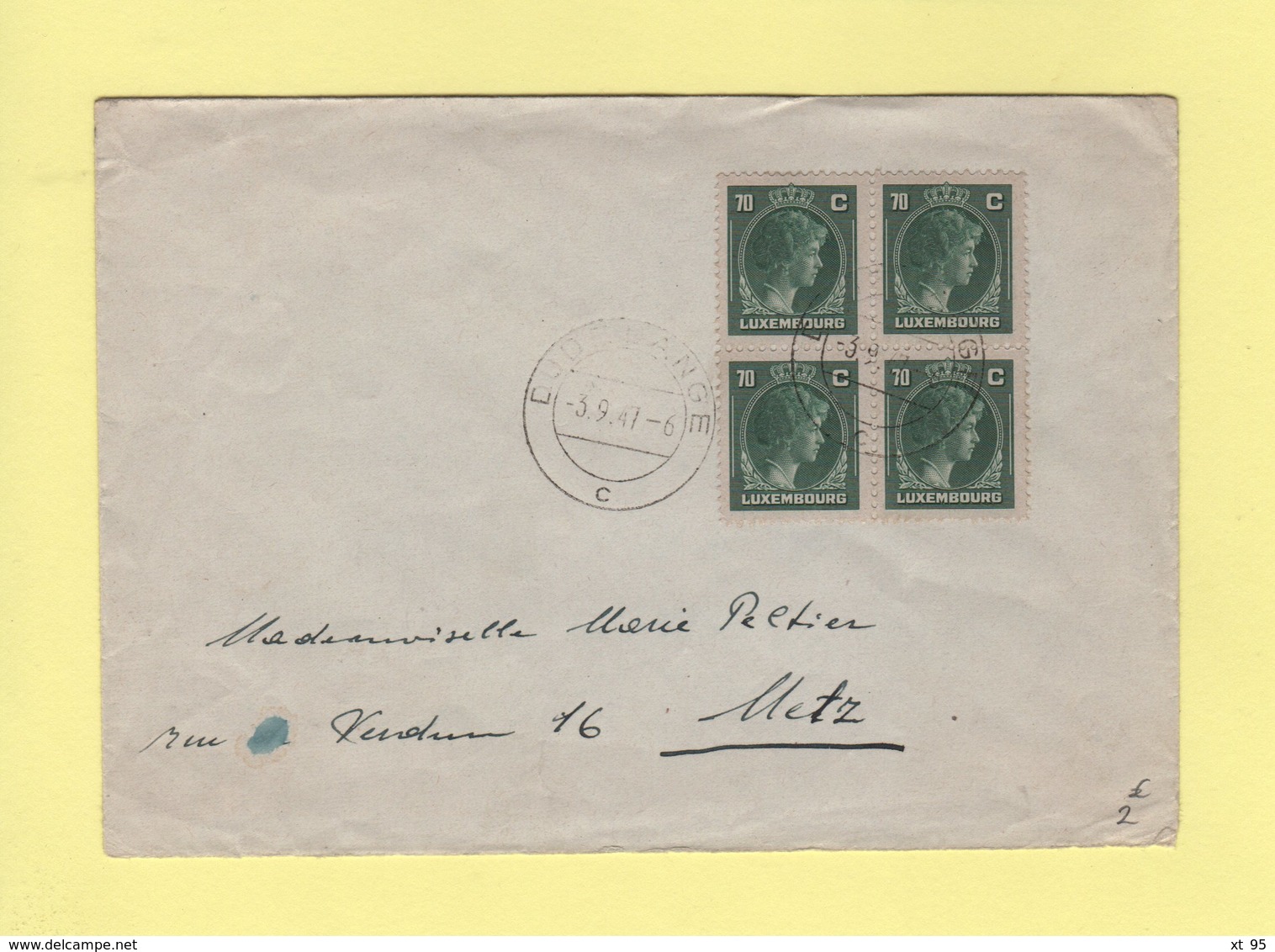 Luxembourg - Doudelange - 3-9-1947 - Destination Metz - Bloc De 4 - Briefe U. Dokumente