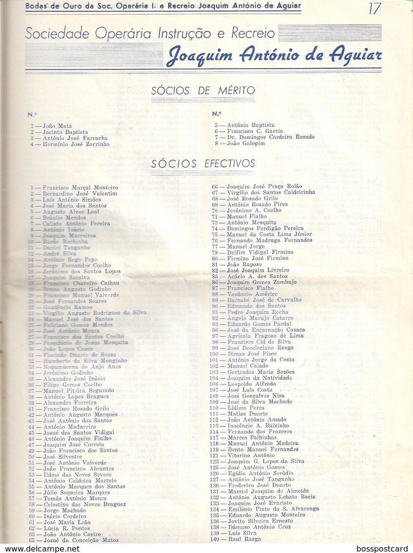 Évora - Bodas de Ouro 1900-1950 da Sociedade Operária Instrução e Recreio Joaquim antónio de Aguiar - Teatro - Portugal