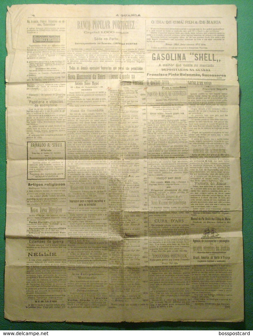 Guarda - Jornal A Guarda De 1920 - História Postal - Filatelia - Selo Ceres - Philately - Sonstige & Ohne Zuordnung