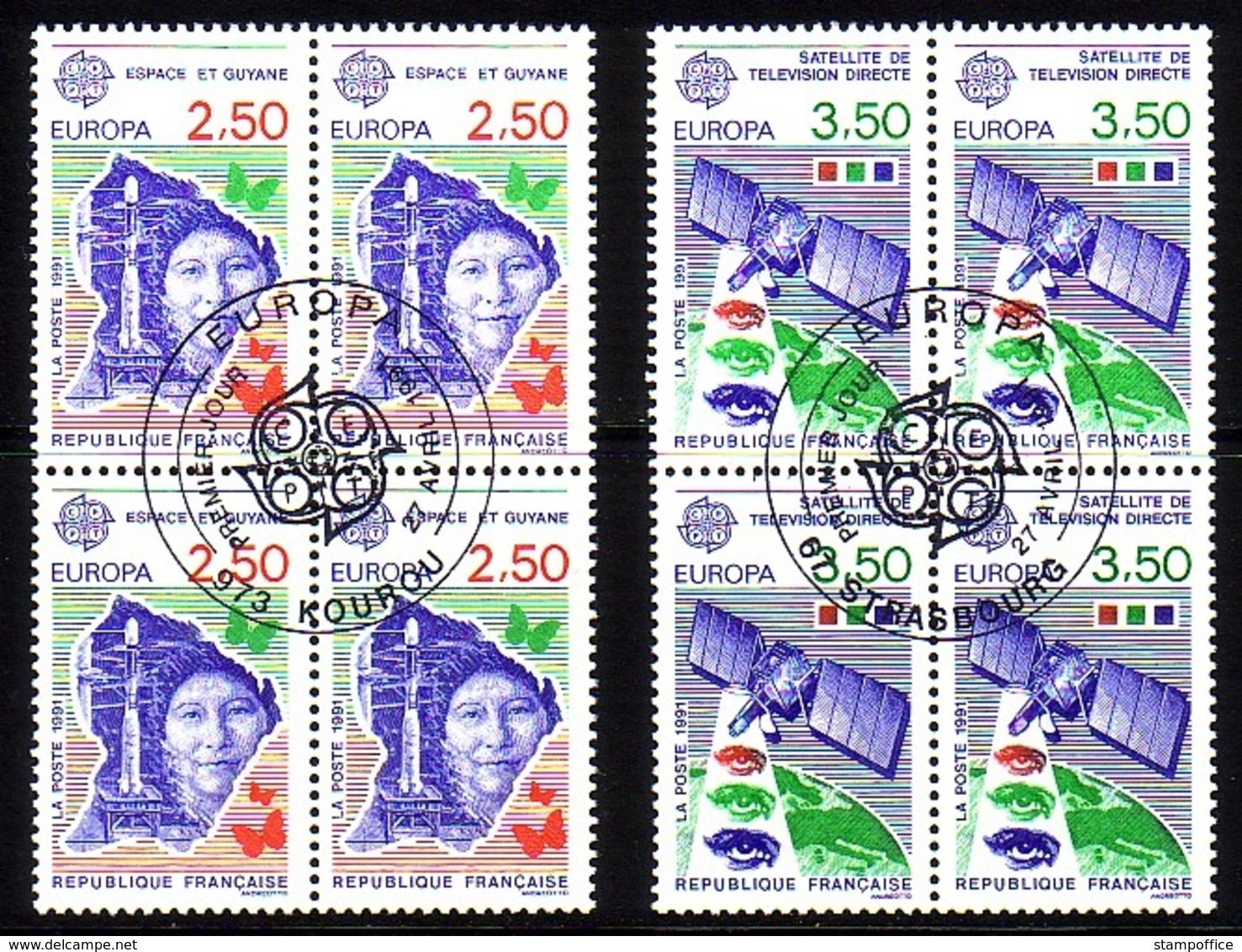 FRANKREICH MI-NR. 2834-2835 O EUROPA 1991 - EUROPÄISCHE WELTRAUMFAHRT - 1991