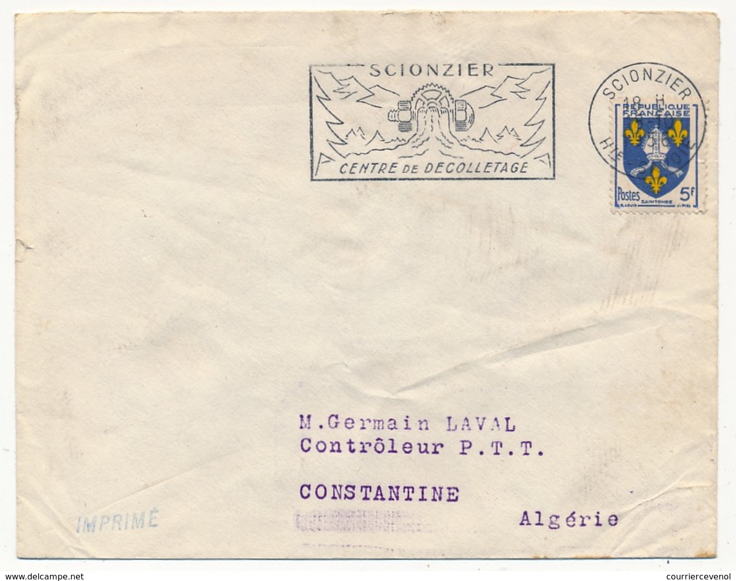 FRANCE - OMEC "SCIONZIER, Centre De Décolletage" - Scionzier (Hte Savoie) 1958 S/ 5F Blason Saintonge - Maschinenstempel (Werbestempel)