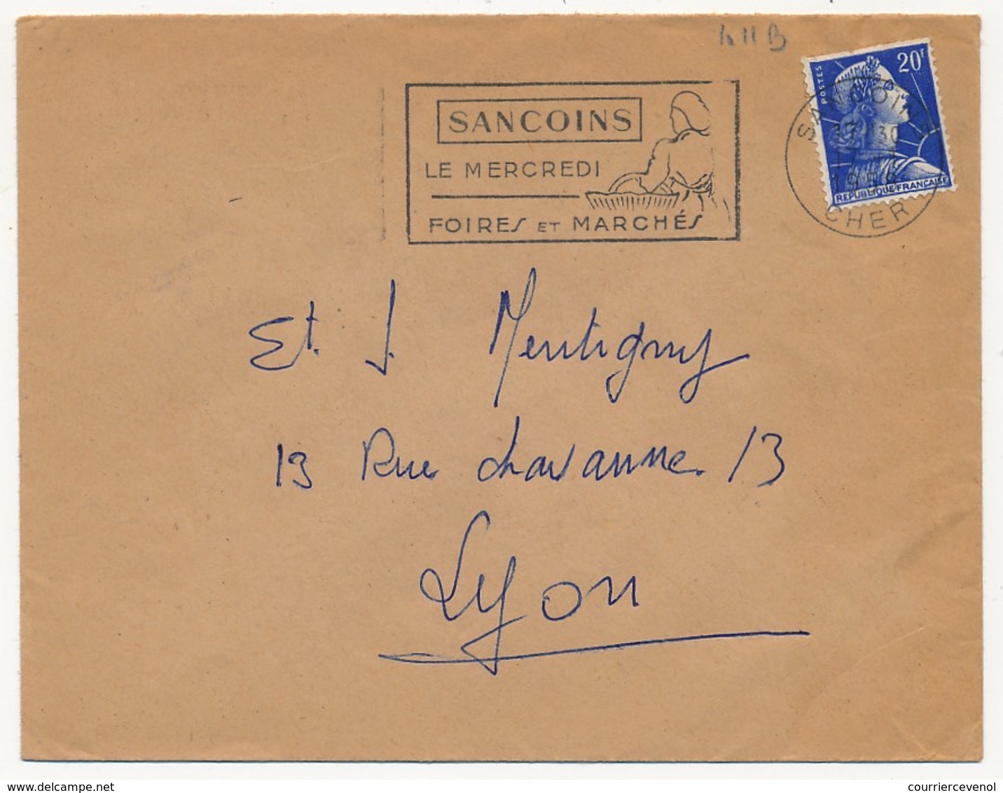 FRANCE - OMEC "SANCOINS - Le Mercredi Foires Et Marchés" Sancoins (Cher) 1958 S/20F Muller - Oblitérations Mécaniques (flammes)