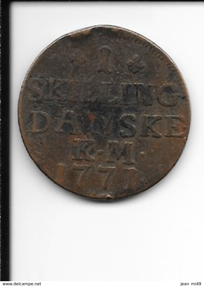 DANEMARK - 1 Skilling Danske 1771 - K.M. - Denmark