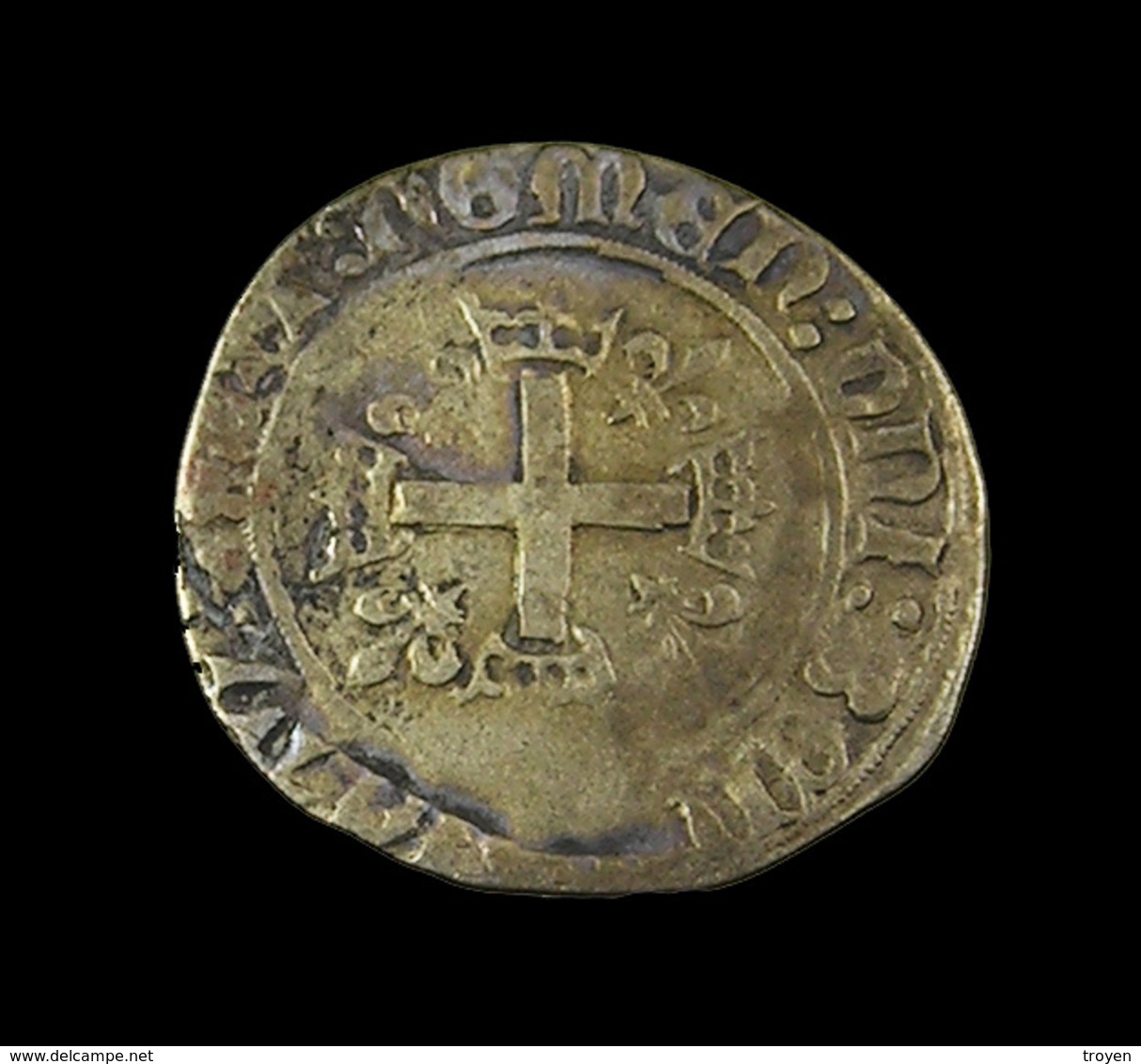 Karolus  - Charles VIII - France - 1483-98 - ° 9  La Rochelle - Rare Revers à La Croisette -  Billon - TB+ - 1,82gr. - - 1483-1498 Charles VIII L'Affable