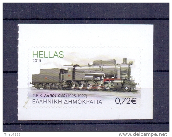 GREECE STAMPS RAILWAYS OF GREECE  /3th ISSUE  -2015-MNH-SELF ADHESIVE - Treni