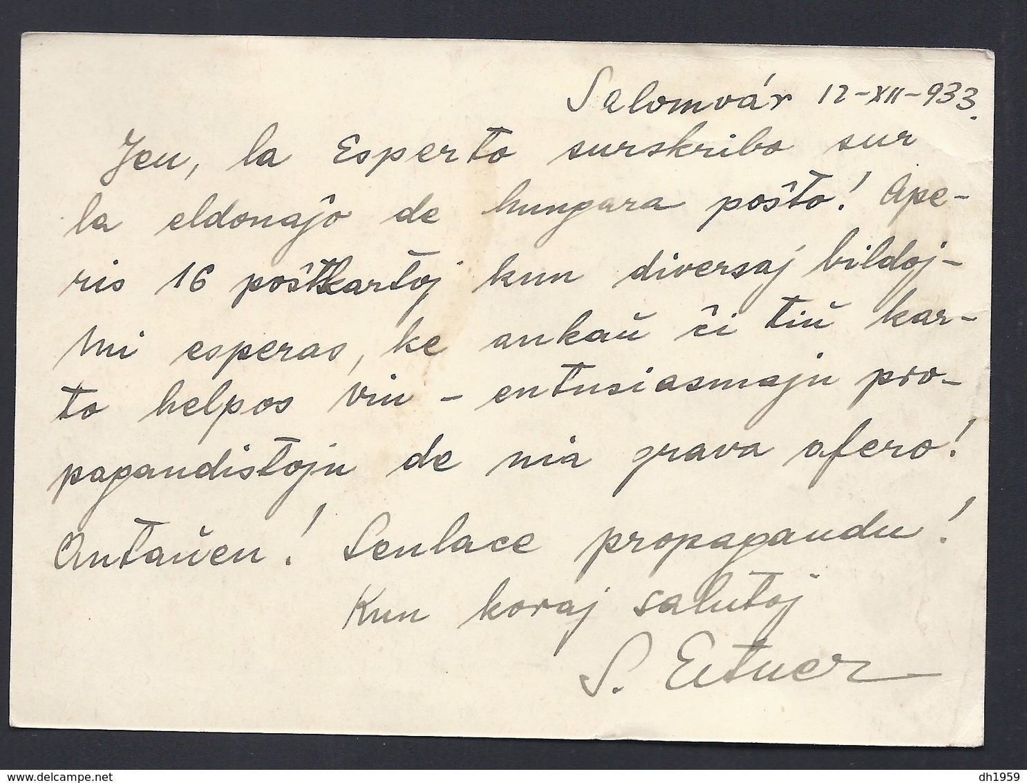 HONGRIE UNGARN HUNGARY SAROSPATAK ESPERANTO VIGNETTE SEAL HAGUENAU FRANCE - Esperanto