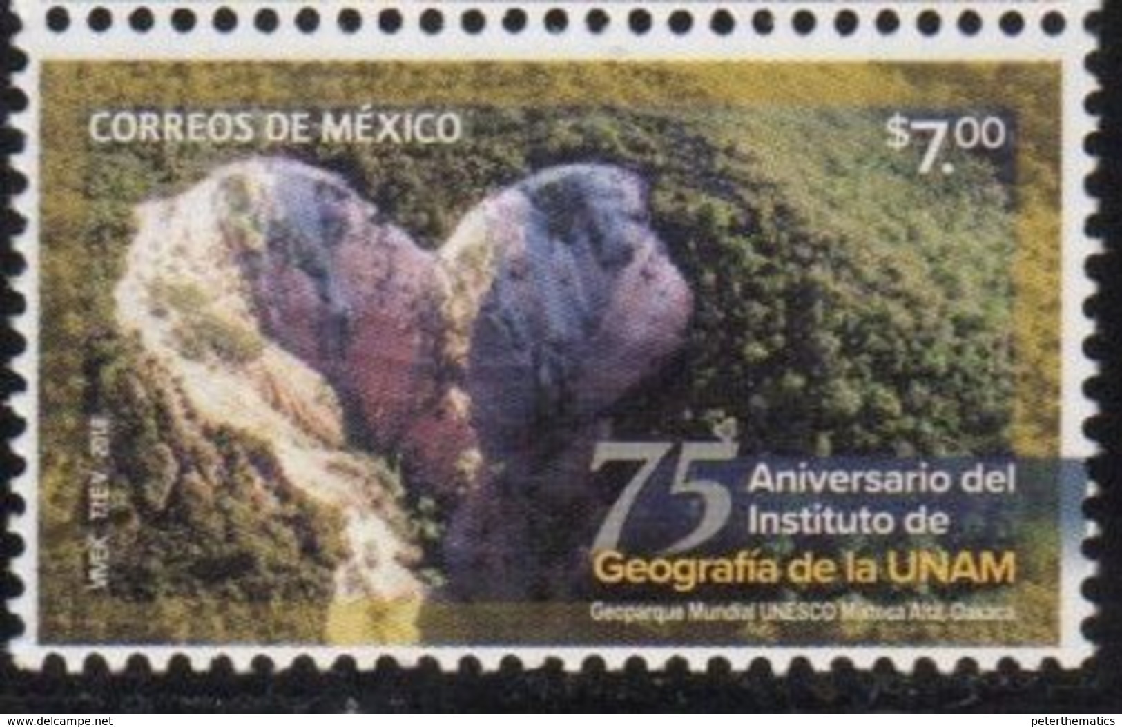 MEXICO, 2018, MNH, 75th ANNIVERSARY OF THE GEOGRAPHY INSTITUTE OF MEXICO UNIVERSITY, MOUNTAINS, GEOPARKS, 1v - Geografía