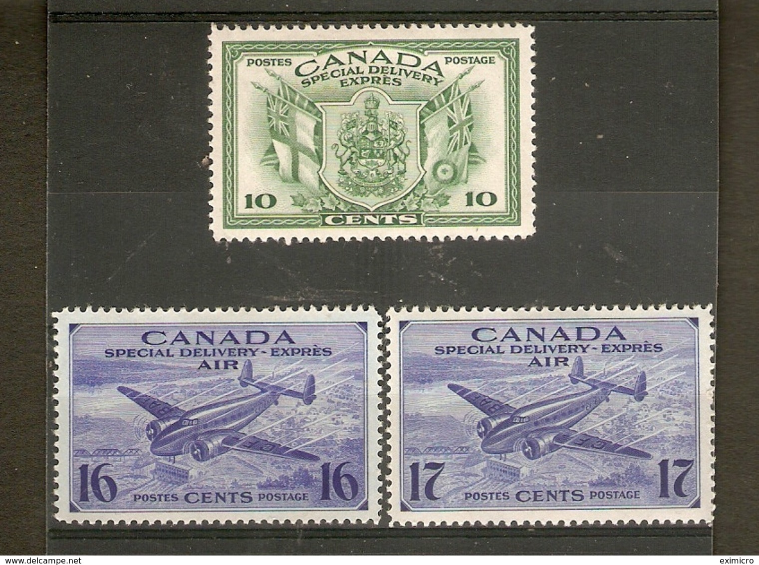 CANADA 1942 - 1943 SPECIAL DELIVERY WAR EFFORT SET SG S12/S14 MOUNTED MINT Cat £24.50 - Luftpost-Express