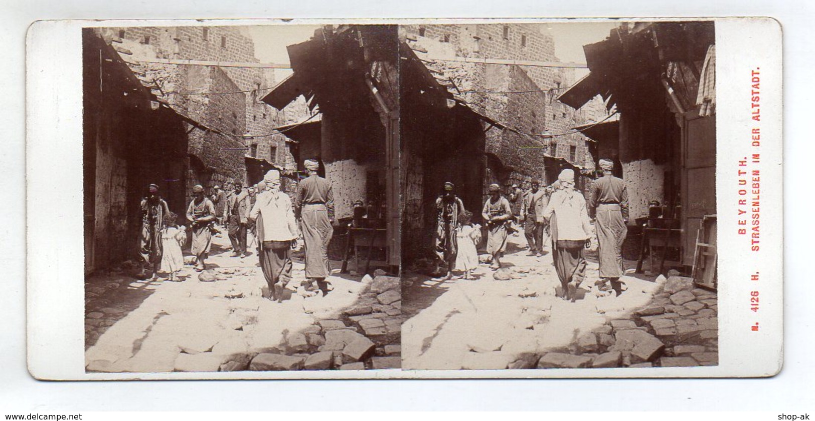 AK-1489/ Beyrouth Libanon Altstadt  Stereofoto V Alois Beer ~ 1900 - Stereoscopic