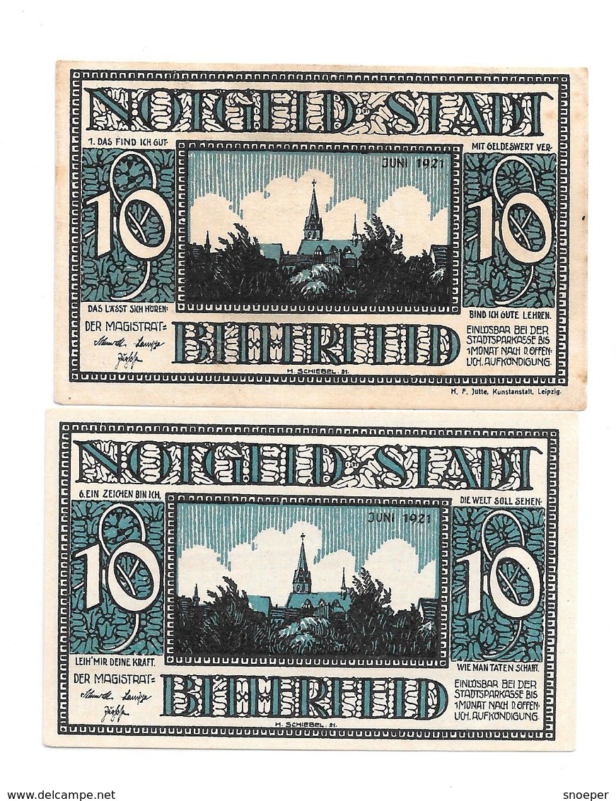 **notgeld Bitterfeld 2 X 10 Pf  111.1/1+6 - [11] Emissions Locales