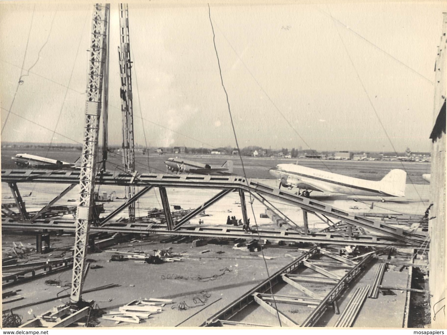 MELSBROEK - Construction De L'Aéroport - Ets. LEEMANS Vilvorde-Machelen - Photo Originale Grand Format 24 X 18 Cm - Lieux
