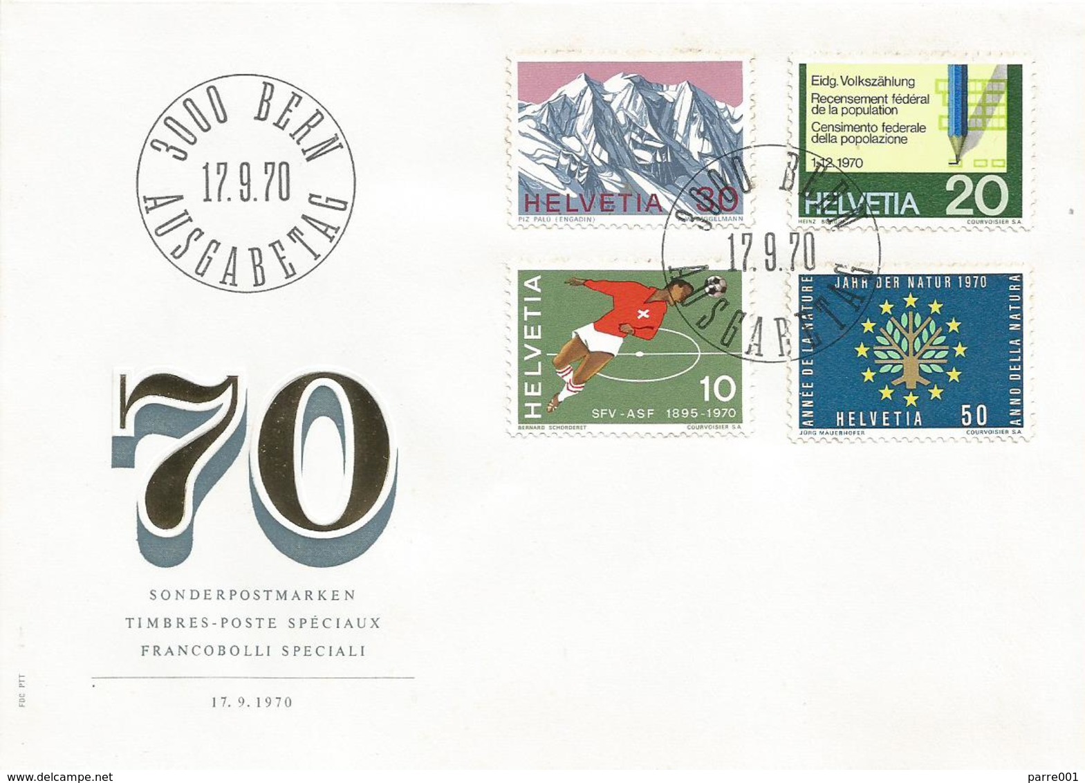 Switzerland 1970 Bern National Football Team Elections Natture Mountains FDC Cover - Clubs Mythiques