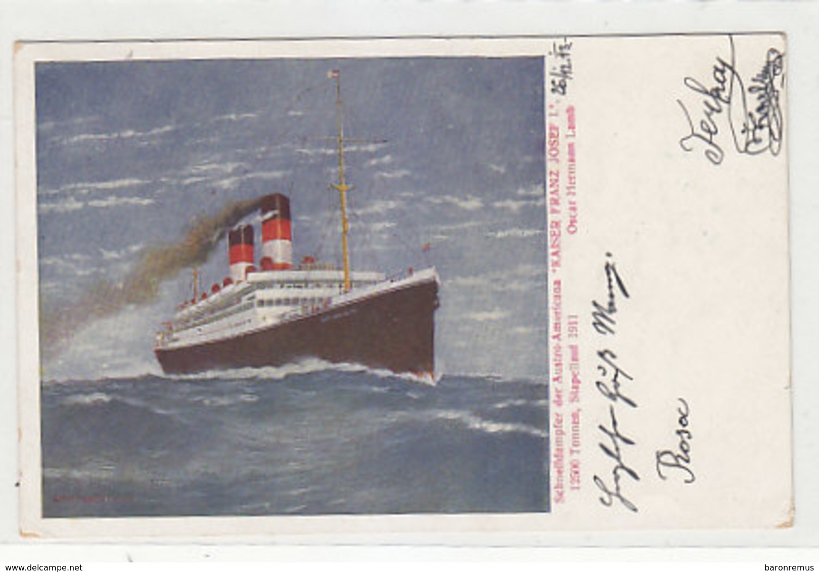 Schnelldampfer Austro-Americana "Kaiser Franz Josef I" - 1913          (190424) - Passagiersschepen