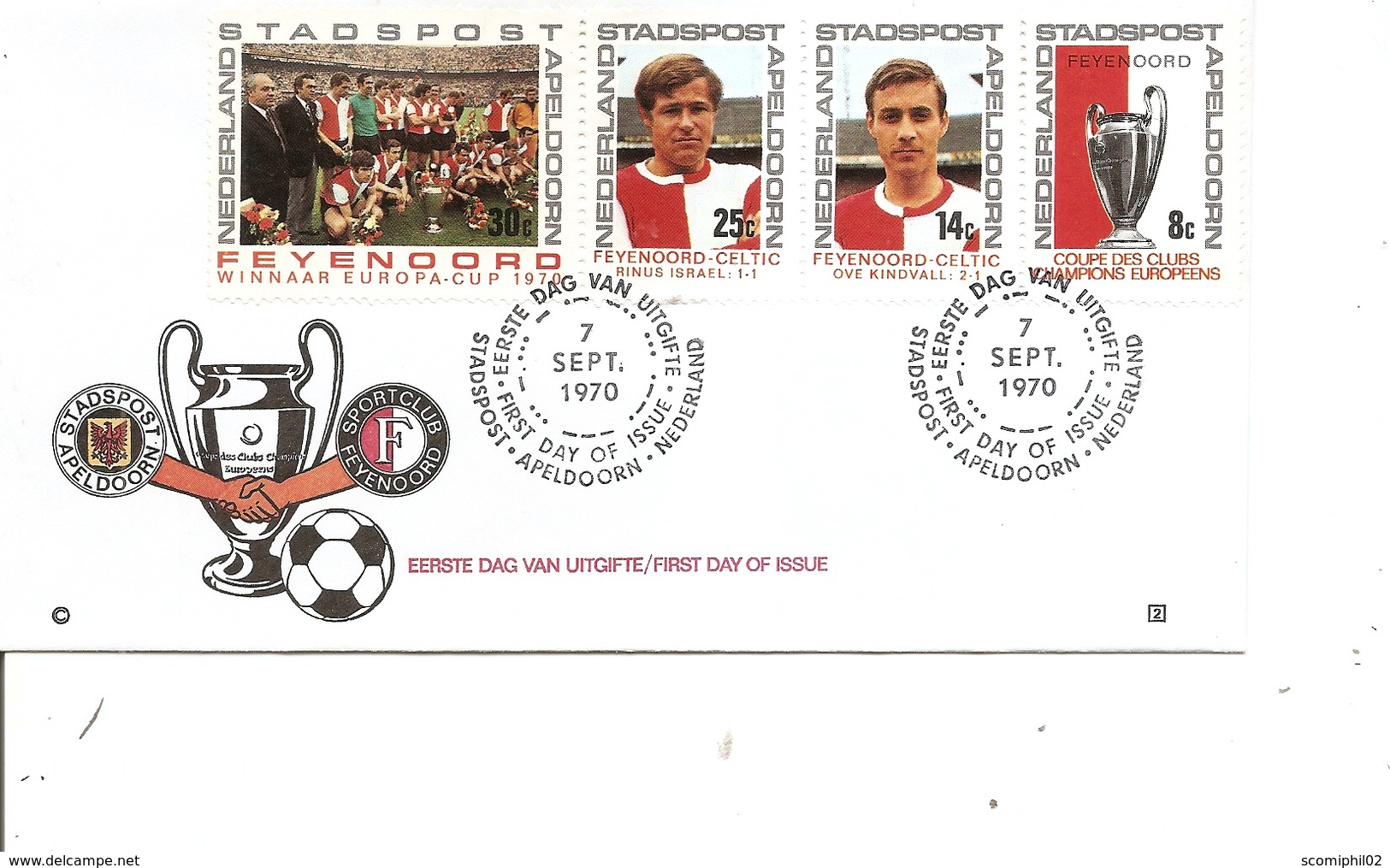 Football ( FDC Privé De Apeldoorn Aux Pays-Bas De 1970 à Voir) - Lettres & Documents