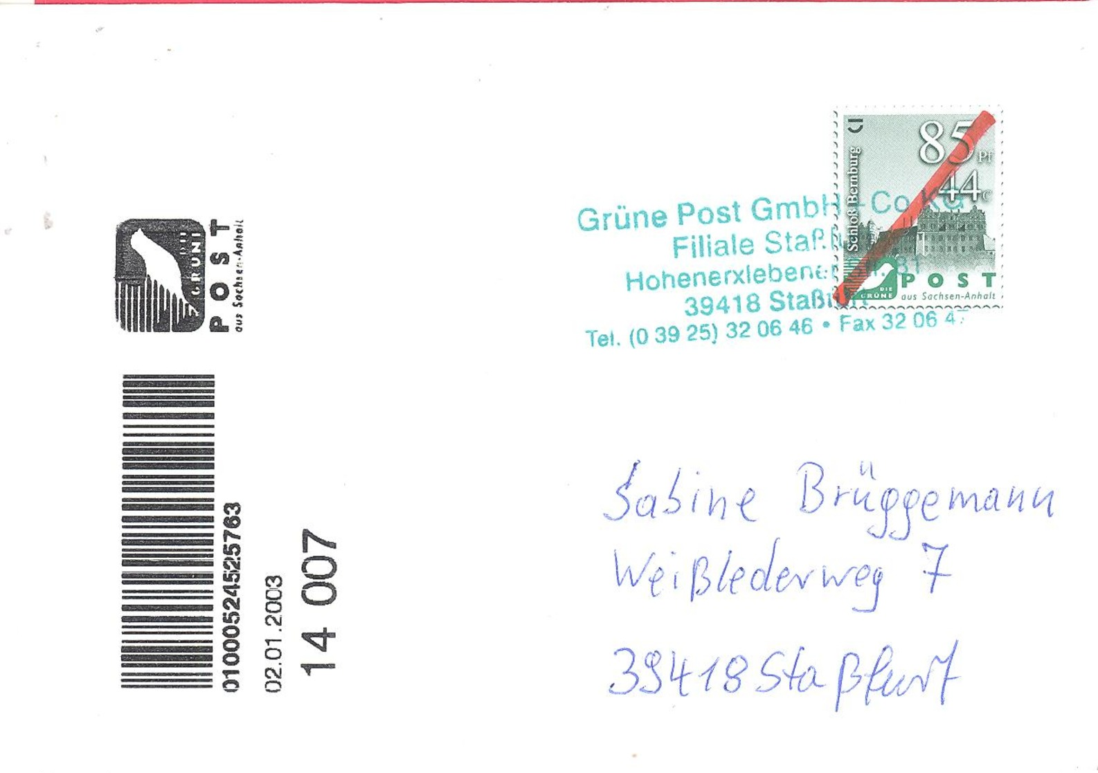 Die Grune Post  85 Pf 44C - Posta Privata & Locale