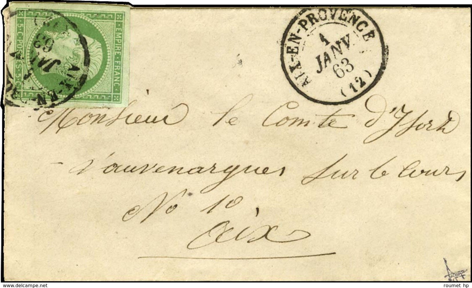 Càd T 15 AIX-EN-PROVENCE (12) 1 JANV. 63 / N° 12 Belles Marges Sur Carte De Visite Locale. - TB / SUP. - 1853-1860 Napoleon III