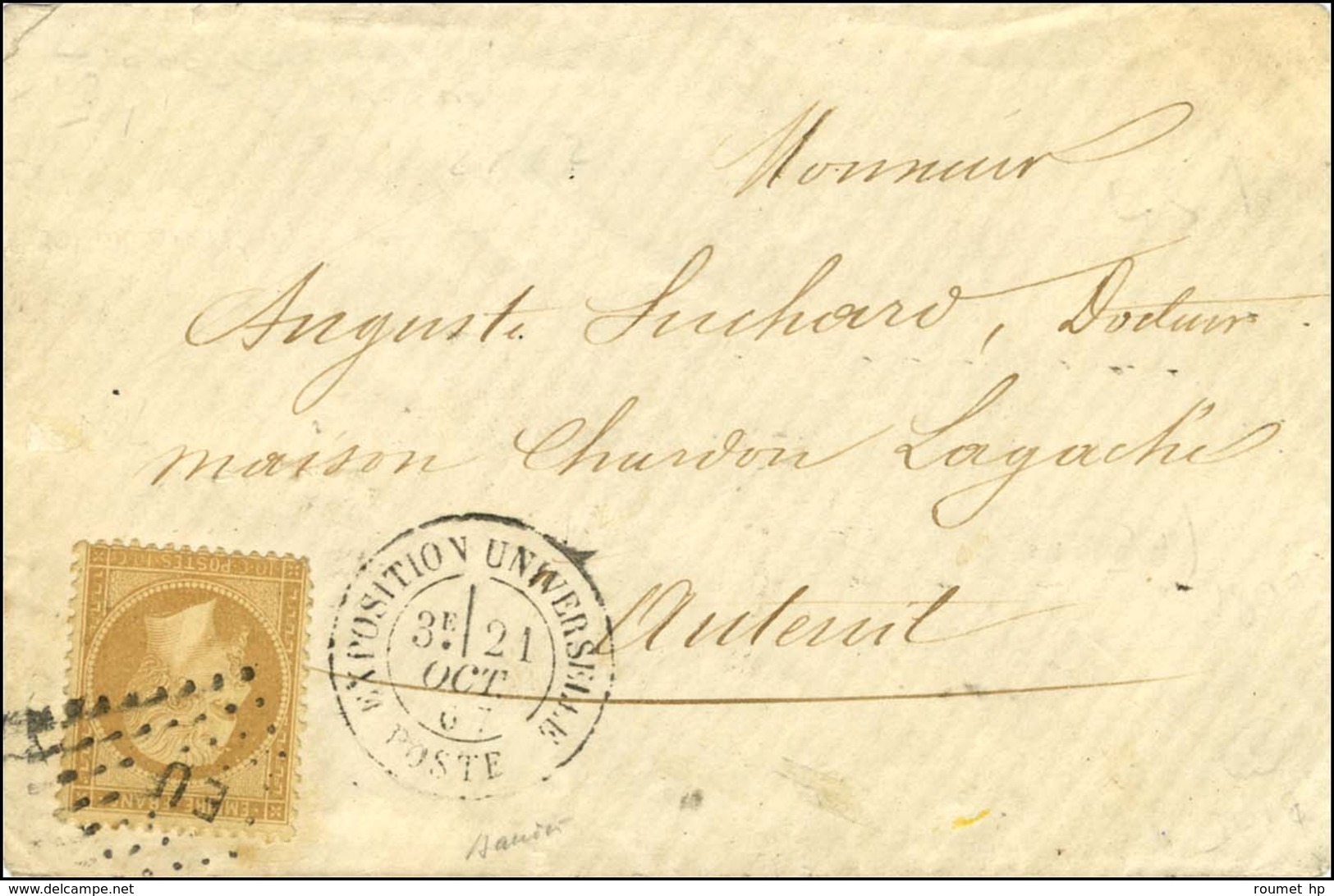 Losange EU / N° 21 Càd EXPOSITION UNIVERSELLE / POSTE Sur Lettre Locale Pour Auteuil. 1867. - TB / SUP. - R. - 1862 Napoléon III