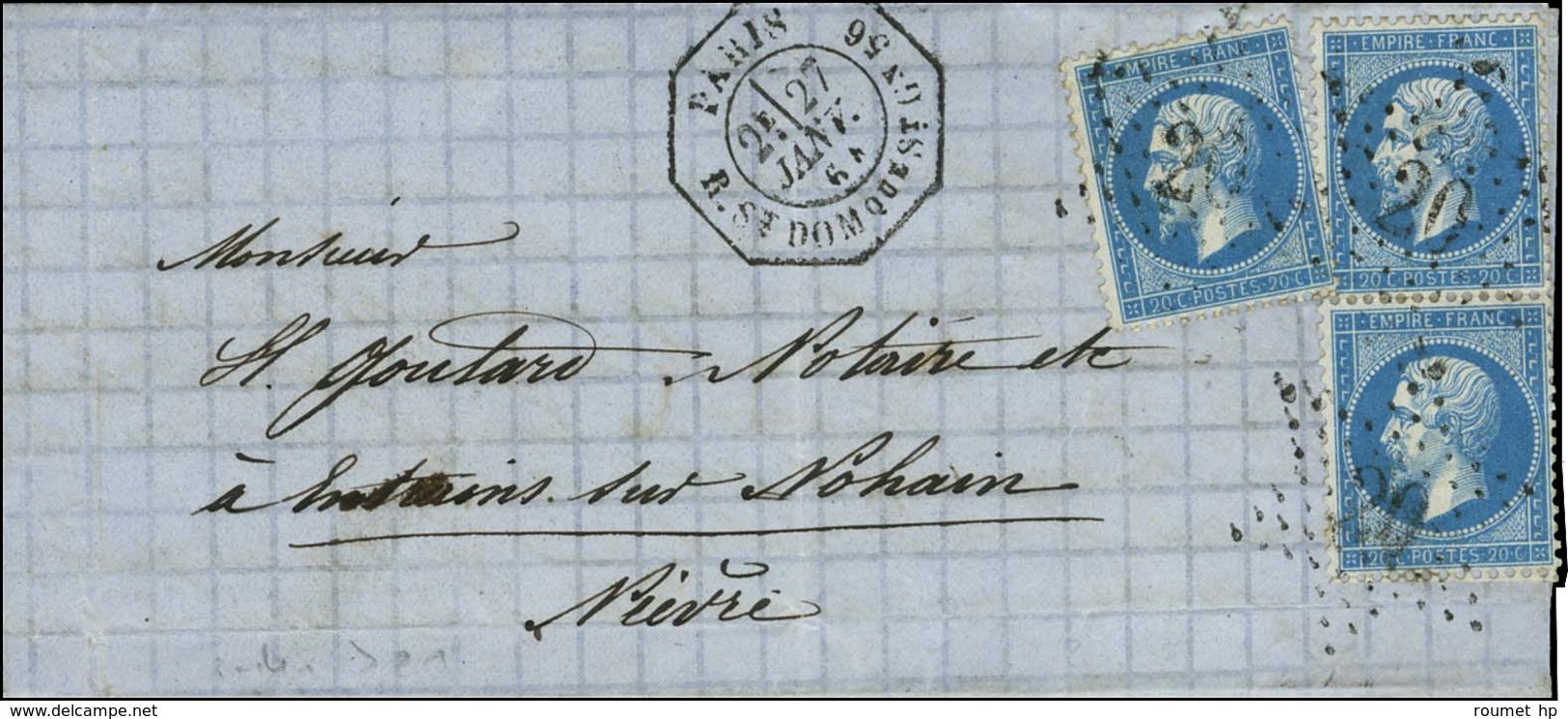 Etoile 20 / N° 22 (3) Càd Octo De Lev. Exp. PARIS / R. ST DOMque GN N° 56 2e. 1864. - TB / SUP. - 1862 Napoléon III